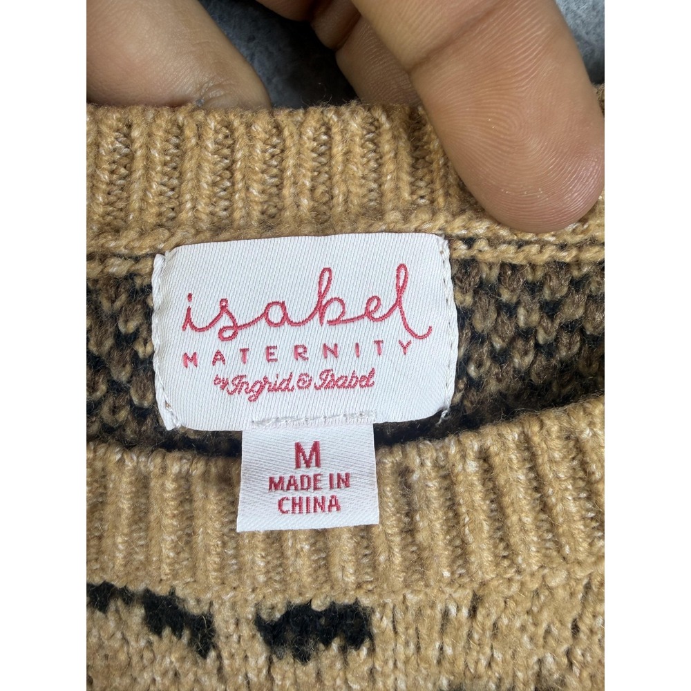 Isabel Maternity By Ingrid & Isabel Sweater Womens M Brown Leopard Knit Pullover - Picture 2 of 9